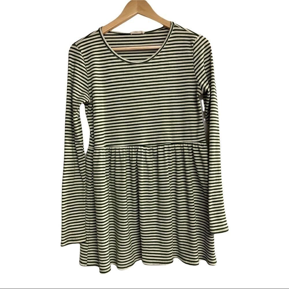 FLAMINGO URBAN,Green & Ivory striped dress, Sz L‎